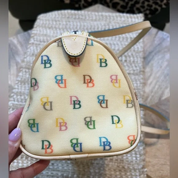 Dooney & Bourke Cream Satchel with Multicolor Logo - Picture 5 of 7